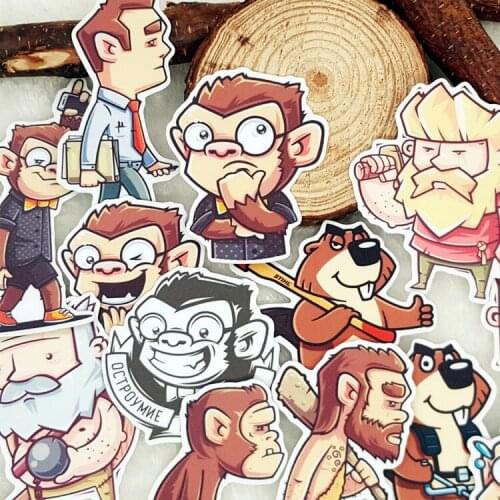 21pcs/bag Man and Nature Monkey Orangutan album Scrapbook waterproof decoration stickers DIY Handmade Gift Scrapbooking sticker
