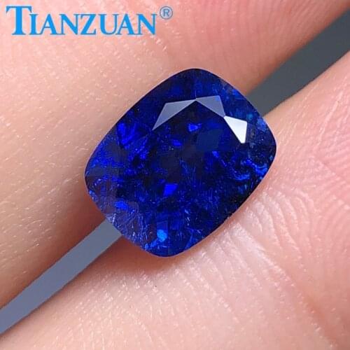 Antique cushion shape emeral d cut blue color lab created sapphire stone loose stone