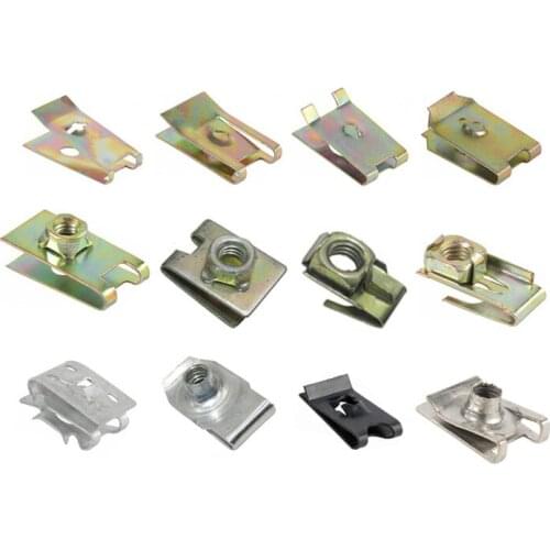 Auto Mudguard License Plate Iron Sheets Clamp Car Truck Fender Chassis Guard Self-Tapping Screw Metal U-Type Base Fastener Clip