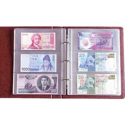 1 Album Pages 3 Pockets Money Bill Note Currency Holder PVC Collection 180x80mm-P101