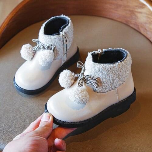 Children snow boots thickened fur winter boots girls boots kids winter shoes soft sole non-slip waterproof boots princess shoes