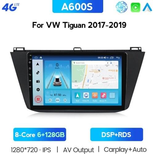 DSP RDS 1280*720 HD 6G 128G Android11 GPS Navigation Car Radio Player for VW tiguan 2017-2019 WIFI carplay DVR with Frame no DVD