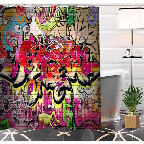 Eco-friendly Custom Unique Graffiti Cool Fabric Modern Shower Curtain bathroom Waterproof for yourself H0220-31