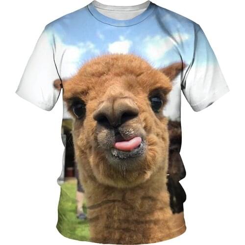 Cute Alpaca 3D Print T-shirt Women 2021 Summer O Neck Short Sleeve Tees Tops Funny Outfit Style Female Clothes Casual T-shirts