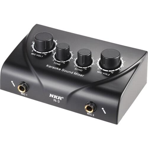 Hot Portable Dual Mic Inputs o Sound Mixer For Amplifier & Microphone Karaoke Ok Mixer Black Us Plug