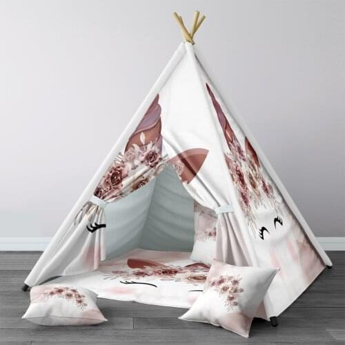 Play Tent for Kids Wigwam Portable Indoor Playground Tents Children Bedrooms White Unicorn Flower Model 1410