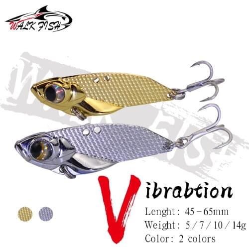 WALK FISH 5/7/10/14g 3D Eyes Gold Silver Metal Vib Lure Sinking Vibration Baits Artificial Vibe for Bass Pike Perch Fishing