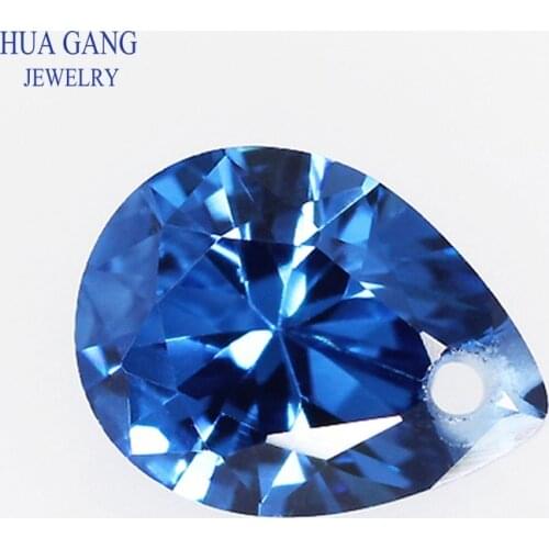 119# Size Pear Shape Stone Brilliant Cut Synthetic Spinel Blue Stones With Hole Beads For Jewelry Making Free Shipping