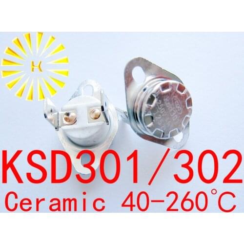 5PCS x KSD302 16A 40-260 degree Ceramic 250V KSD301 Normally Open/Closed Temperature Switch Thermostat Fuse