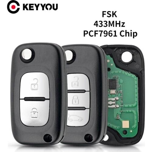 KEYYOU 5X 2/3 BTN 433MHz PCF7961 Chip Remote Car Key For Renault Clio III Clio 3 Kangoo Master Modus Twingo 2006-2016 7701210033