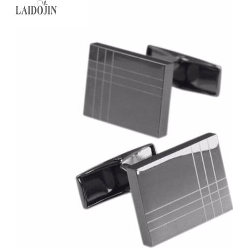 LAIDOJIN Classic Black Cufflinks For Men Shirt High Quality Brand Square Business Cuff Buttons Wedding Gift Jewelry Gemelos