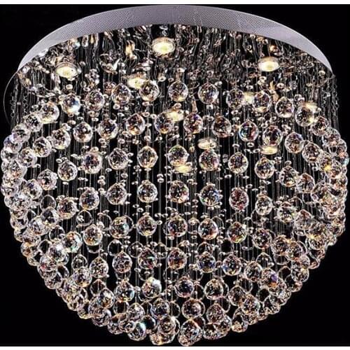 Round LED K9 Crystal chandeliers lamps living room crystal chandelier lights hotel lobby lighting