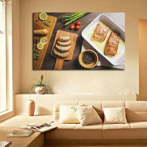 Chicken Whole Wheat Bread Spices Delicious Food Unframed Canvas Print Room Decor Print Poster Picture Canvas Free Shipping