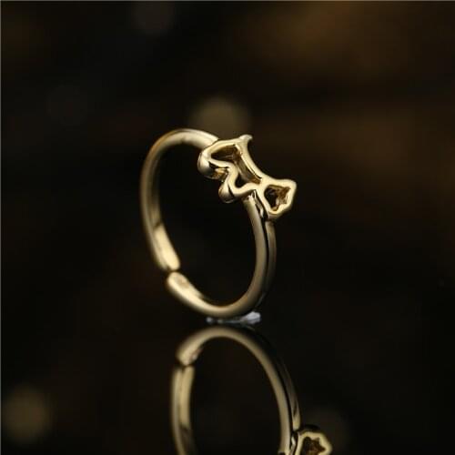 Trendy Animal Jewelry Gold Color Copper Lovely Dog Charm Rings INS Hot Sale Geometric Jewelry Wholesale