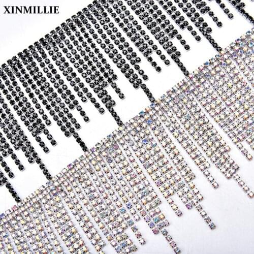 New 10yards Strass Rhinestone Tassel Necklace Chain Fringing Crystal AB Dancing Trim Wedding Dress Belt Decoration Sewing DIY