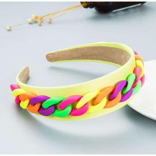 New Fashion Hair Band Women Headband Wide Side Candy Color Headwear Plastic Chain Hairband Baroque Turban Hair Accessories 2021