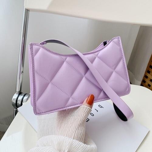 New Fashion Lattice Pattern Shoulder Underarm Bags For Women Solid Color Casual Small Handbags PU Leather Ladies Shoulder Bags