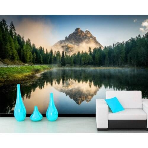 Papel de parede Forest lake nature scenery 3d wallpaper,living room TV wall bedroom bathroom wall papers home decor mural