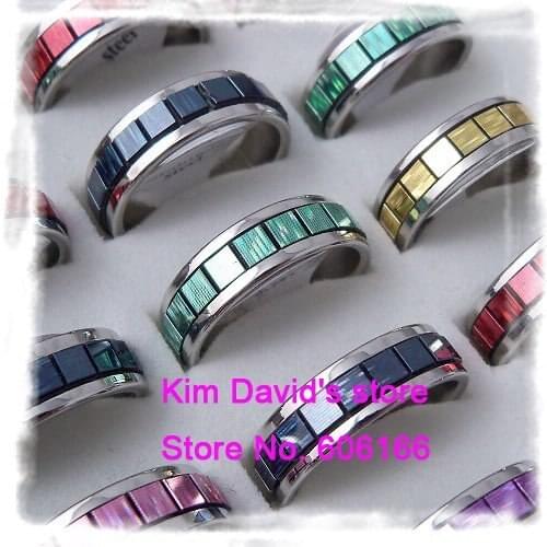 Wholesale 50pcs/lot Mix Colour Aluminium Flake dynamic color Stainless Steel Rings