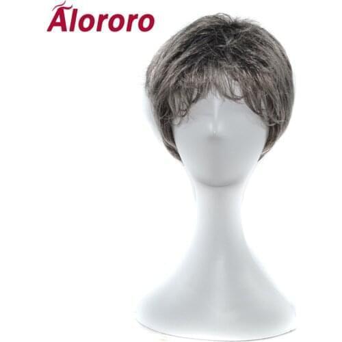 Alororo Mens Middle-aged and Older Short Straight Hair Wig White Hair Old Man High Temperature Wire Synthetic Man Mens Wig