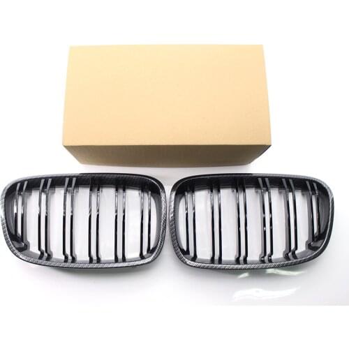 Carbon Fiber Front Bumper Dual Slat Front Kidney Grill Grille For BMW F20 F21 1 Series 2010-2014 High Quality Car Accessories