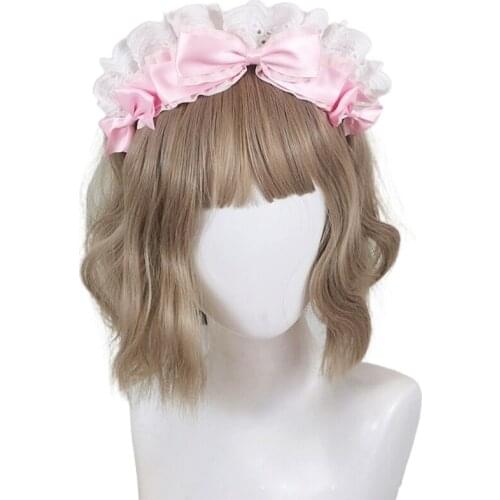 Japanese Lolita Multilayer Big Bowknot Headband Sweet Ruffled Lace Vintage Hair Hoop Anime Maid Cosplay Party Headdress
