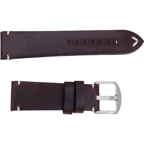 Rolamy 22 24mm Top Real Leather Replacement Watch Band Strap Belt with Screw Buckle For Panerai Tudor IWC Fossil Tag Heuer