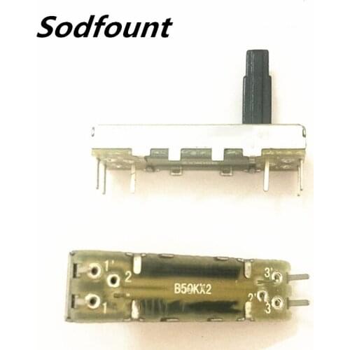 1pcs 35mm long double-linked B50K 20mm stroke 6-pin B503 straight sliding potentiometer push rod knob handle height 15M