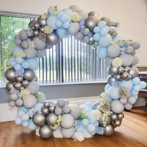 DIY Macaron Blue Balloon Garland Kit Metal Silver Latex Balloon Wedding Birthday Party Supplies Decoration Globos Baby Shower