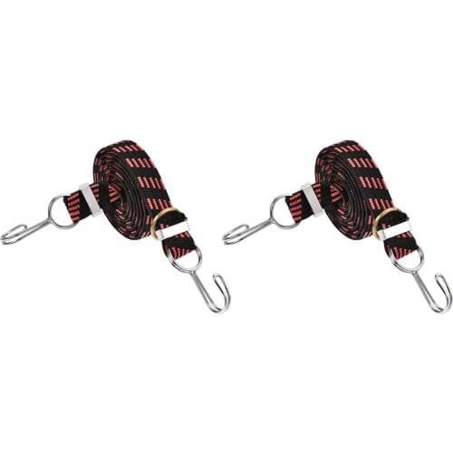 Uxcell Flat Elastic Cord with Hook Latex PP for Hand Carts Luggage Rack Cargo, 2 PCS