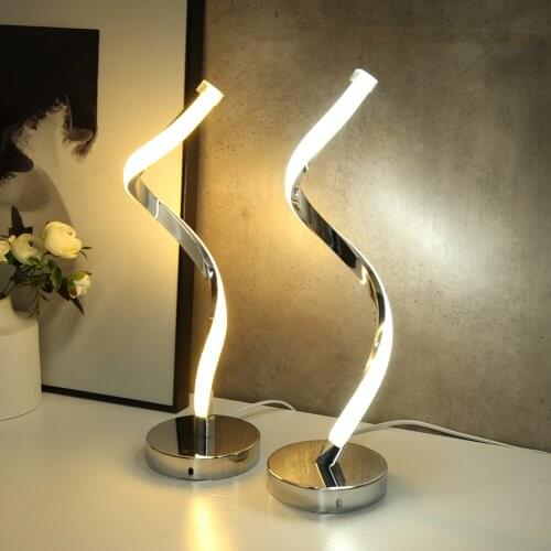 Modern LED Spiral Table Acrylic Lamp Curved Desk Bedside Lamp Cool White Warm White Light Reading Light For Living Room Bedroom