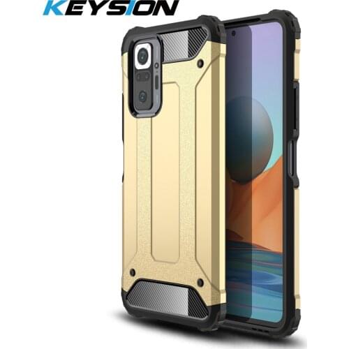 KEYSION Shockproof Case for Redmi Note 10 10 Pro Hard PC + soft Silicone Phone Back Cover for Xiaomi Redmi Note 10 Pro Max