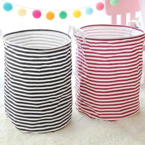 X-40*50CM Foldable Cotton & Linen Storage Bucket Washing Clothes Laundry Storage Basket With Handles