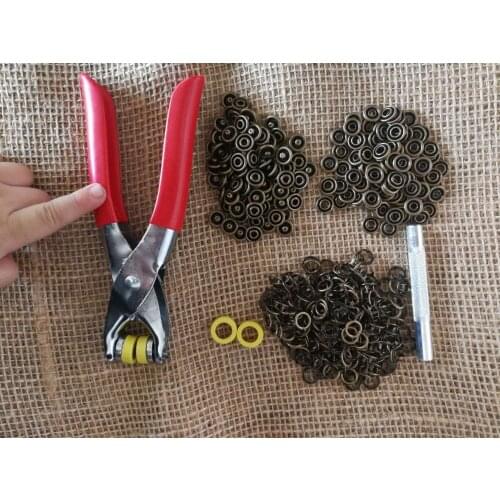 High Quality Antique 100 Sets 9.5mm Prong Ring Press Studs Snap Fasteners Baby Clothing Buttons Dummy Clip + Hand press Plier