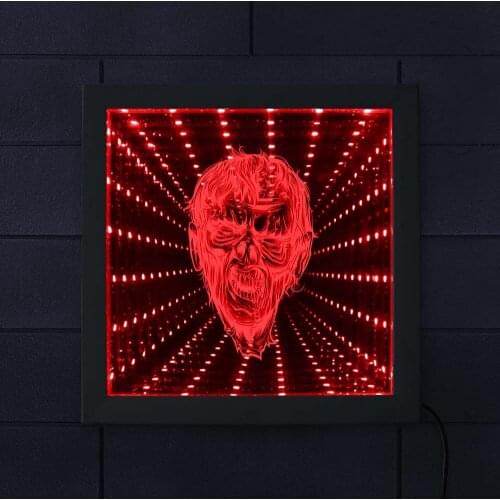 Dead Man Head Mirror Light Infinity Tunnel Horrific Zombie Night Lamp Halloween Creative Lighting 3D Picture Frame
