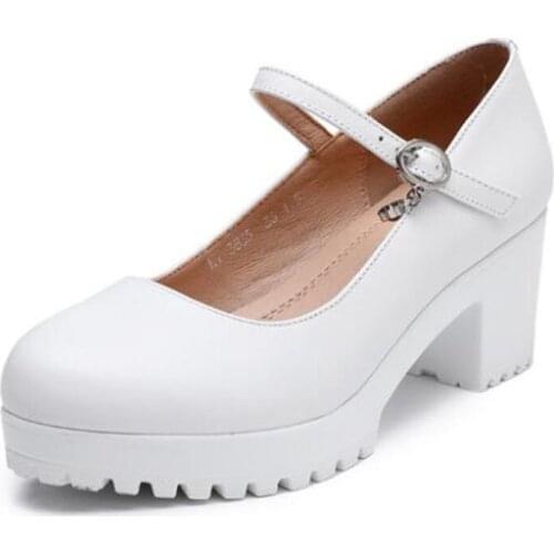 Hot 2020 New Spring Top Cowhide Fashion Elegant High Heel Shoes Comfort Breathable Leather Shoes Non-slip Wear Charm Women Shoes