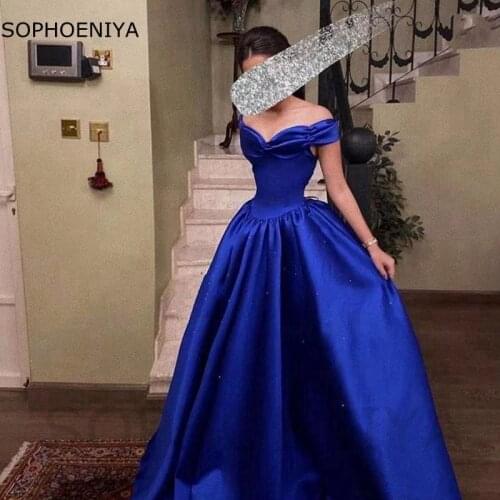 New Arrival V Neck Royal Blue Formal evening dresses Abendkleider 2021 Cheap evening gowns for women Robes Party dress