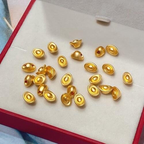 1PCS Gold Ingots Gold Jewelry Girl Heart 3D Hard Gold Charms 999 Gold Pendant Lucky Bead Jewellery Appro.0.2g