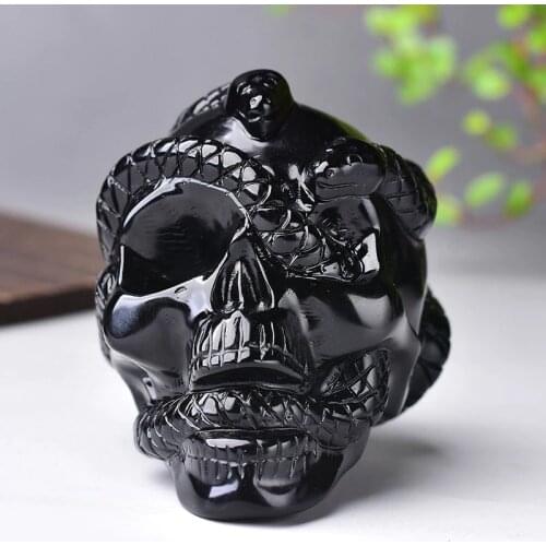 1PC Natural Crystal Quartz Mineral Jewelry Obsidian Skull Crystal Carving Home Decoration Halloween And DIY Decorations