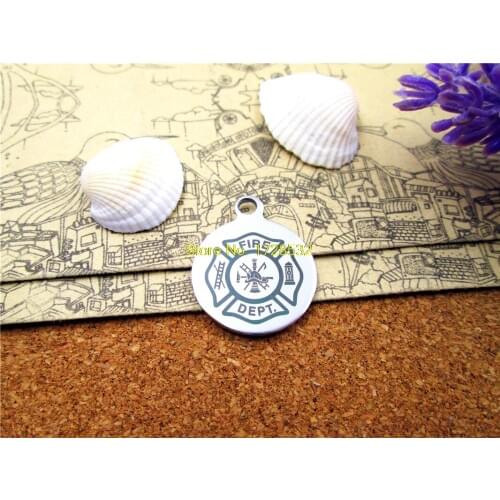 10pcs--stainless steel charms "FIRE DEPT" 5 style for choosing DIY Charms Pendants