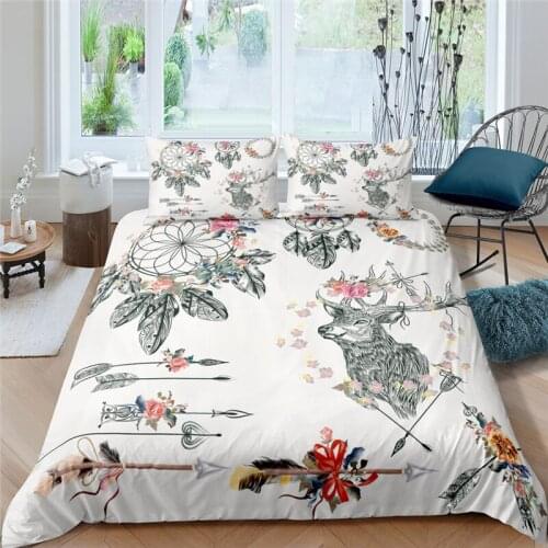 Luxury 3D Elk Print 2/3Pcs Bedding Set Animal Pattern Duvet Cover Pillowcase Home Textile Single Queen and King AU/EU/US Size