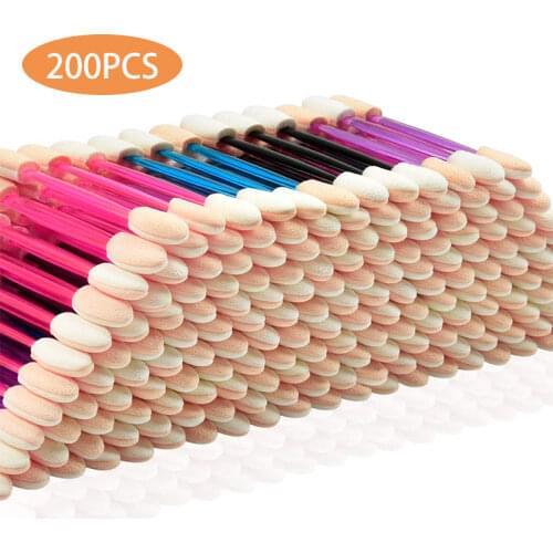 200Pcs/Pack Eyeshadow Applicators Disposable Dual Sides Eye Shadow Brush Sponge Tipped Oval Makeup Tool Multicolor
