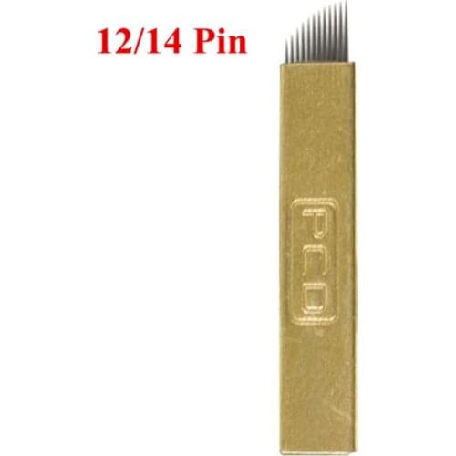200 PCS 12/14 Pin Sterile Permanent Makeup Blade Eyebrow Tattoo Needle For Manual Permanent Makeup