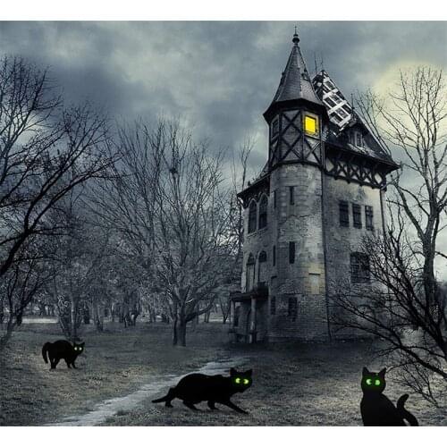 2021 Black Cat Decoration Halloween Garden Scare Cat Yard Logo Luminous Eye Halloween Decoration Yard Card Insertion Fashion