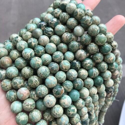 6/8/10mm Natural Green Serpentine Jaspers Stone Beads Round Loose Green Agalmatolite Stone Beads For Jewelry Making DIY 15