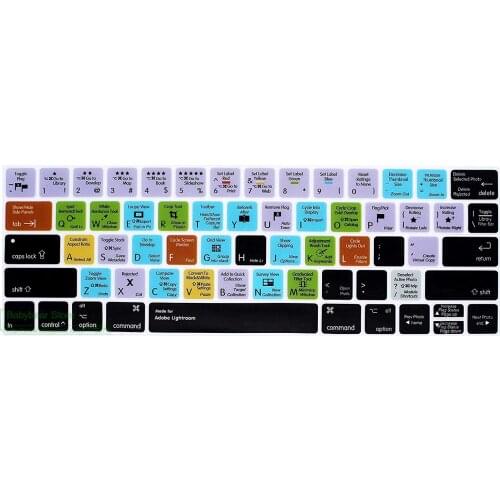 For Macbook Pro 13" 15" Newest 2017/2016 With Touch Bar Keyboard Cover Keypad Skin Silicone Adobe Lightroom Hotkey Shortcut