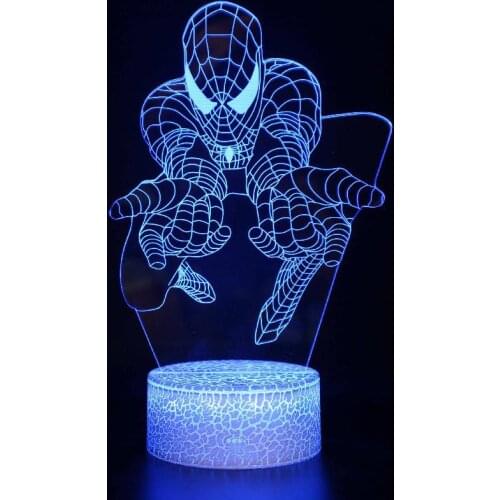 Disney Avengers Spider Man Movie Action Figures Series 3d Led Lamp Colourful Nightlight Model Toy Children Toy Festival Gifts