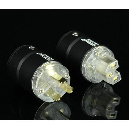 Hi-end Audio Adapter 6N Copper 24K Gold Plated US Power Plug & IEC Connector for Amplifier Power Cable