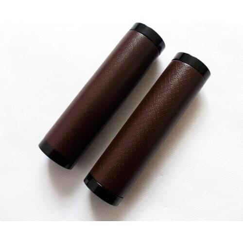 PU Leather Bicycle Grips Cowhide Handlebar Grip Retro Hand-sewn Locked MTB Bike Accessories