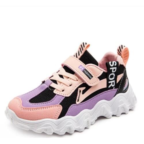 2021 Kids Fashion Sneakers Fall New Girls Mesh Breathable Sports Running Shoes Lightweight Children Casual Walking Shoes